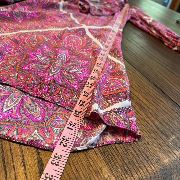 Alice & Trixie 100% Silk Designer Dress Pink Boho Paisley Women's sz XS Ruffles - Picture 11 of 13
